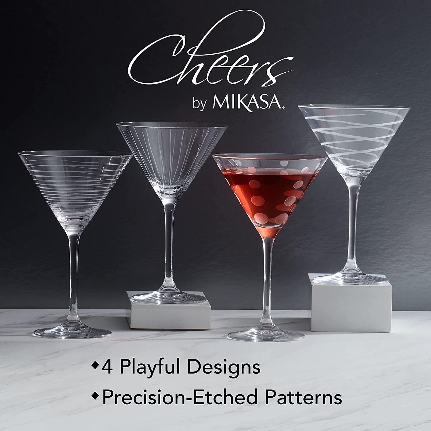 Mikasa Party 10 Ounce Stemless Martini Glass 4-Piece Set - Macy's
