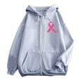 thumbnail image 6 of Women Sherpa Lined Sweatshirt for Cancer Awareness 2025 Fall Zip Pullover Oversized Crew Neck Hoodies Fashion Outfits Winter Clothing (Grey, XL), 6 of 6