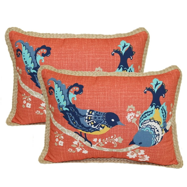 Better Homes and Gardens Outdoor Toss Pillow, 14" x 19", Paisley Bird