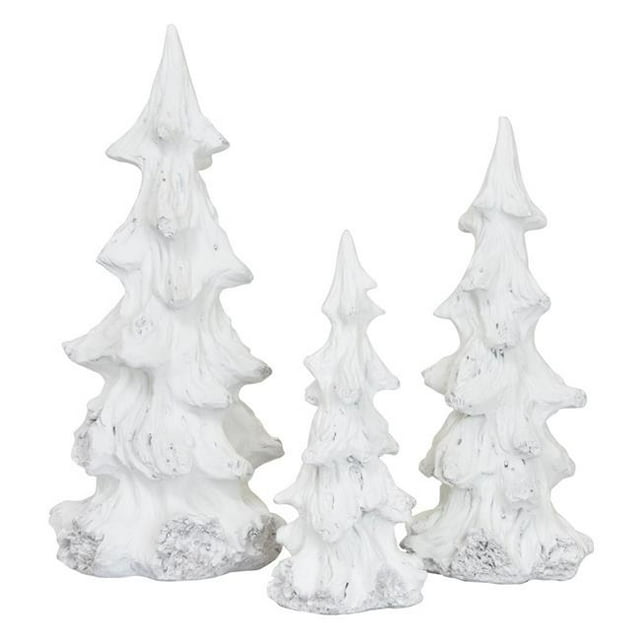 Plutus Brands PBTH93756 Resin Tree Tabletop, White - Set of 3