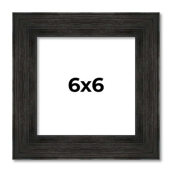 6x6 Frame Black Rustic Barnwood Solid Wood Picture Frame | 1.5 Inch Moulding Width | Includes UV