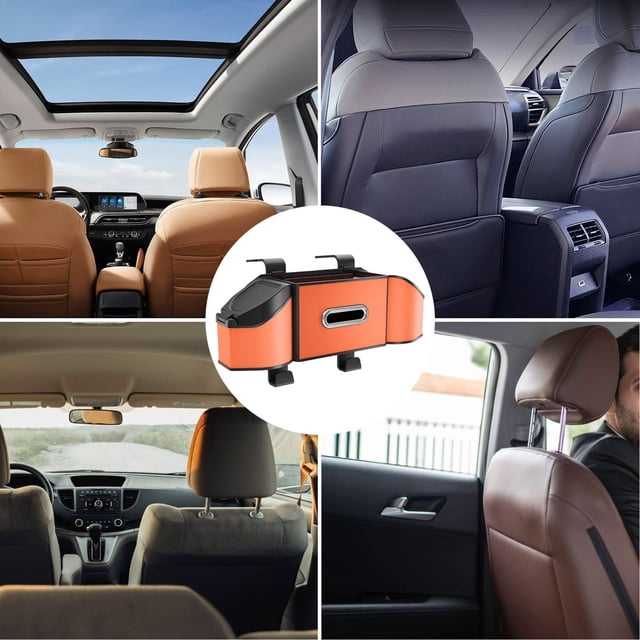 BotaniNest Car Seat Back Organizer Car Storage Bag Behind The Seat Back Seat PU Leather Storage Bag Car Organizer Pocket Multipurpose Car Accessories Foldable Seat Organizer For Tr