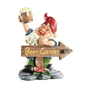 Accents Depot Beer Garden Gnome Lawn Ornament, Hand Painted Resin. 10" Tall.