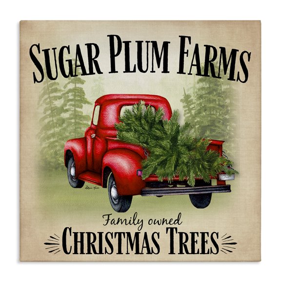 Stupell Industries Rustic Lodge Holiday Truck Sugar Plum Farms Canvas Art, 24 x 24, by Sheri Hart