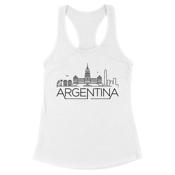 Skyline Argentina Tank Top Fitted Racerback Women's Large White