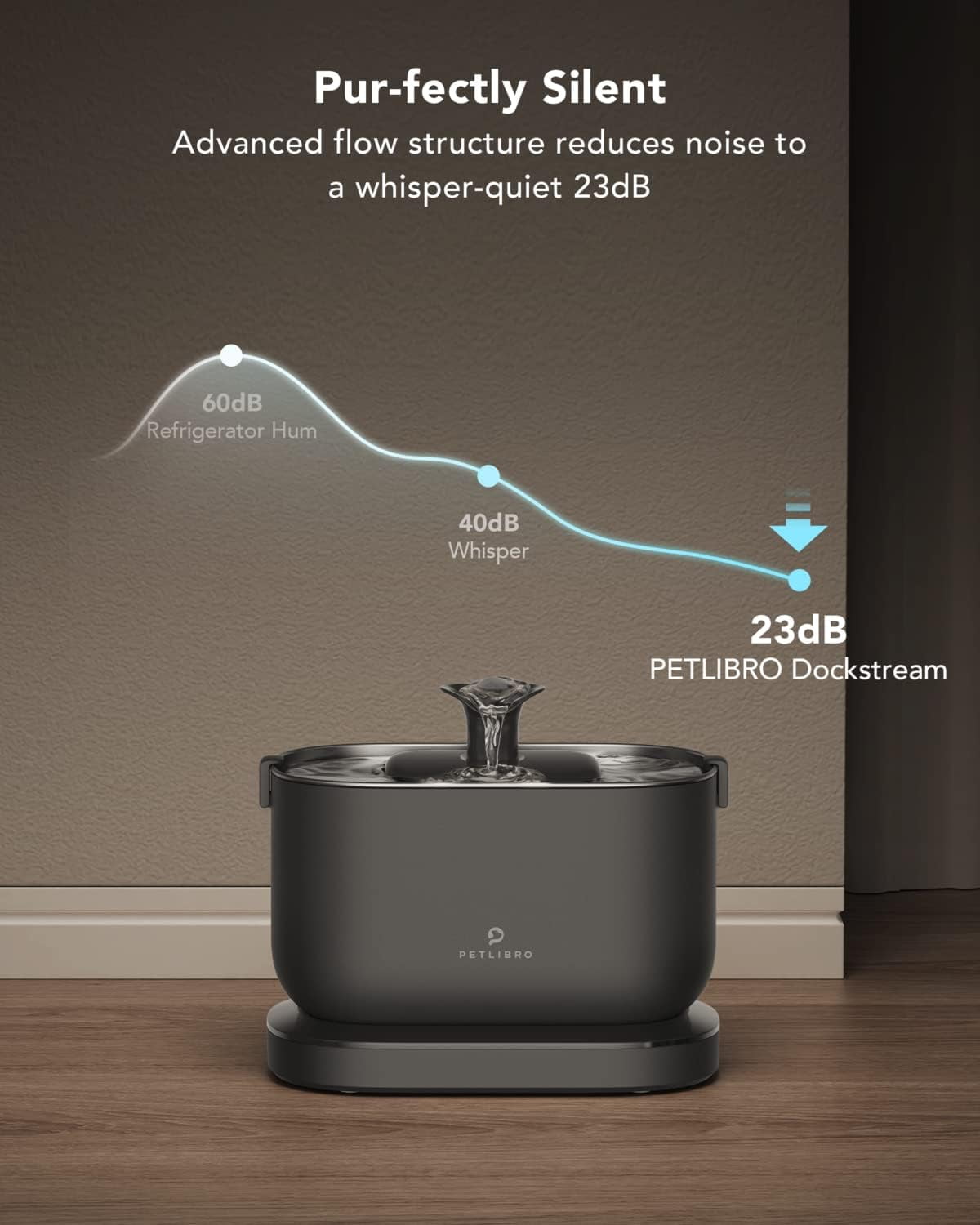 PETLIBRO Silent Rechargeable Cat Water Fountain, 2.5L, Stainless Steel, Quiet Pump, Easy Clean, BPA-Free