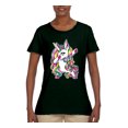 thumbnail image 2 of Wild Bobby, Awesome Dabbing Dab Rainbow Unicorn Fantasy, Streetwear, Womens Graphic Tees, Forest Green, 3XL, 2 of 3