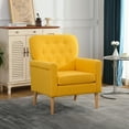 thumbnail image 2 of Modern Accent Chair Single Sofa, Comfy Fabric Upholstered Arm Chair Living Room with Solid Wood Feet for Living Room,Bedroom(Yellow), 2 of 7