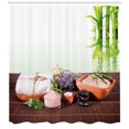 thumbnail image 3 of Ambesonne Spa Themed Shower Curtain, Flowers Stones Picture, 69"Wx84"L, White Brown Green, 3 of 3