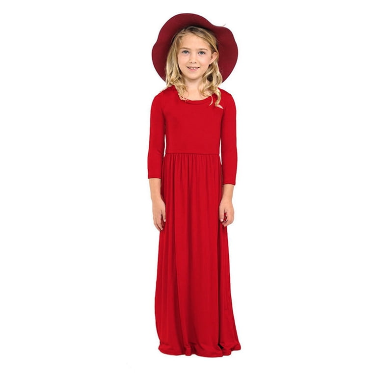 Mercatoo Girls Maxi Dress Casual Holiday Dresses Flower Girls Dress Elegant Long Junior Bridesmaid Dress for Formal Girls Dresses