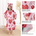 thumbnail image 4 of Wearable Blanket with Sleeves and Pocket Oversized Hooded Sweatshirt 3-14 YR Heart-shaped Emoticons S, 4 of 7