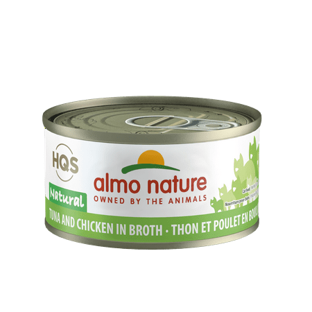 (24 Pack) Almo Nature HQS Natural Tuna and Chicken in broth Grain Free Wet Cat Food, 2.47 oz. Cans