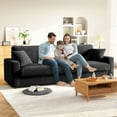 thumbnail image 5 of 100" Sofa Couch for Living Room,24" Extra Deep Seat Corduroy Sofa,Wide Arm,Comfy Upholstered Oversized Loveseat,2 Pillows,Black, 5 of 7