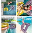 thumbnail image 4 of POZA Inflatable Pool Float Chair - Sparkle Confetti Lounge Inflatable Pool Floats, 2 Built-In Cup Holders and Handles, Adult Lounger Floating Chair for Beach, Lake - 48x38 Inches - Purple Gold, 4 of 8