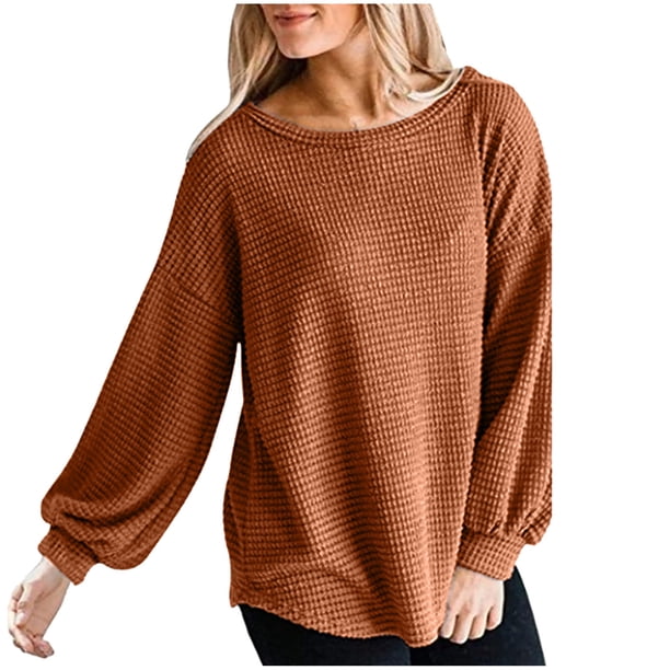 Blusa suelta de manga larga con cuello redondo informal de Color sólido a la moda para mujer Fridja bvmnju3298