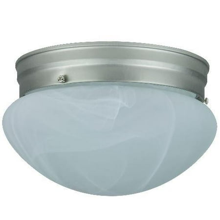 - SUNLITE 6in. Mushroom Brushed Nickel Alabaster Glass Ceiling Fixture