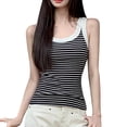 thumbnail image 2 of Women's Tops and Blouses Fashion Striped Print Sleeveless Shirts Leisure Slim Fit Standard Straps Blouses, 2 of 7