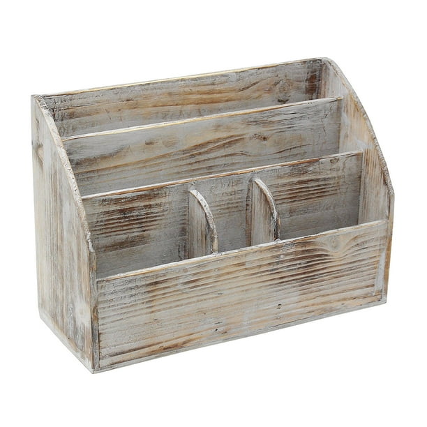 Vintage Rustic Wooden Office Desk Organizer Mail Rack For