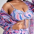 thumbnail image 4 of WBQ Women's Plus Size 3 Piece Bathing Suits Floral Print Swimsuit Drawstring Bikini Shorts with Kimono Cover Up, 4 of 6