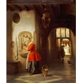 thumbnail image 2 of Van Hove, Hubertus 20x23 Black Ornate Wood Framed with Double Matting Museum Art Print Titled - A Maid In a Hallway, 2 of 4