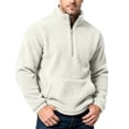 thumbnail image 3 of Cropped Sweatshirt Men 1/4 Zip Up Stand Collar Long Sleeve Fleece Warm Thermal Fall Pullover, 3 of 8