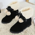 thumbnail image 5 of Lovskoo 2024 Cute Snow Boots for Women Faux Suede Slip On Invisible Height Increasing Elevator Shoes Plush Fleece Lined Mid Calf Booties Black, 5 of 9