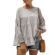 thumbnail image 1 of Top de manga larga para mujer Otoño Cuello redondo Mangas acampanadas Manga larga Suelta Casual Color puro Top Gris S, 1 of 6
