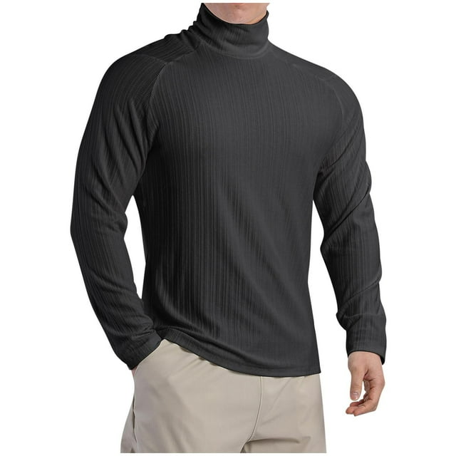 asjyhkr Chandails de Dessous pour Hommes Col Montant Manches Longues Extensible Chandail Ample Décontracté Respirant Mode Randonnée Vacances Plein Air Hauts