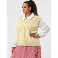 thumbnail image 4 of GRACE & GRANDEUR Women's Plus Sweater Vest V Neck Solid Plaid Knit Vests, 4 of 6