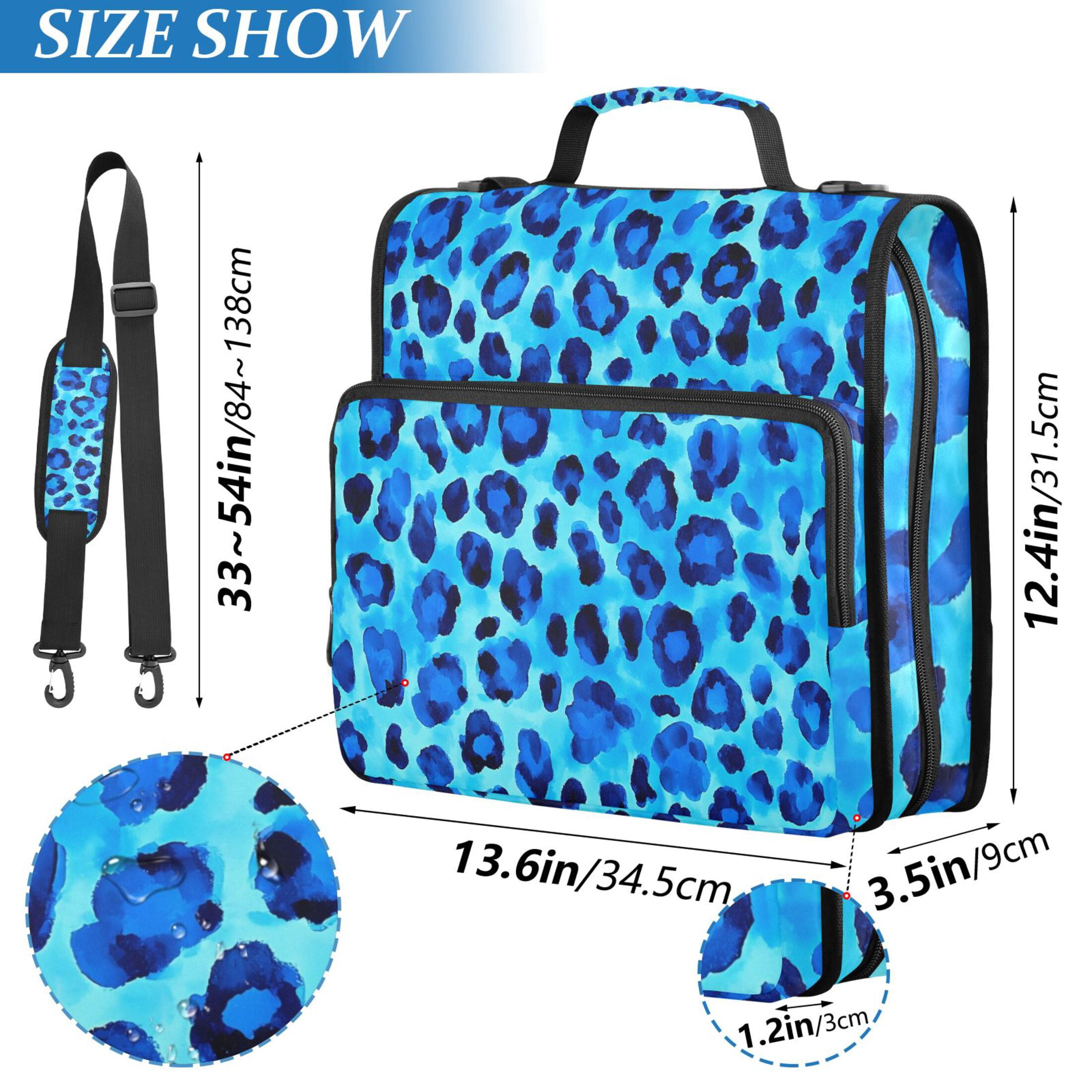 ALAZA Zipper Binder Leopard Blue 3 Ring Trapper Keeper File Folder Organizer Bag