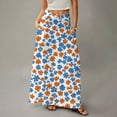 thumbnail image 4 of WTOBBY Women's Travel-Friendly Foldable Floral Print High Waist Casual Skirt with Pocket, Draped Relaxed Long Maxi Leisure Skirt for Cruise Trips and Explorations,Saffron XL, 4 of 5