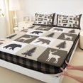 thumbnail image 3 of Feelyou Farmhouse Lodge Cabin Twin Sheet Sets, Jungle Bear Deer Animal Twin Fitted Sheet, Western Countryside Flat Sheet, Wheat Brown Lightweight Room Decor, 3 Pieces, 3 of 7