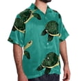 thumbnail image 2 of Turtle Seamless Men's Short Sleeve Casual Printed Button Down Beach Shirts, 2 of 6
