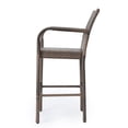 Clevertine Outdoor Wicker Barstool with Iron Frame, Set of 4, Mix Mocha