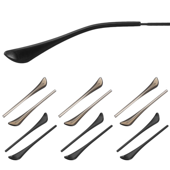 Uxcell 6 Pairs Eye Glass Replacement Temples, Plastic Anti-Slip Eyeglass End Tips Glasses Retainers Fits 1.4mm for Round Thin Metal Eyeglass Sunglasses Temple, Style2 Brown/Black