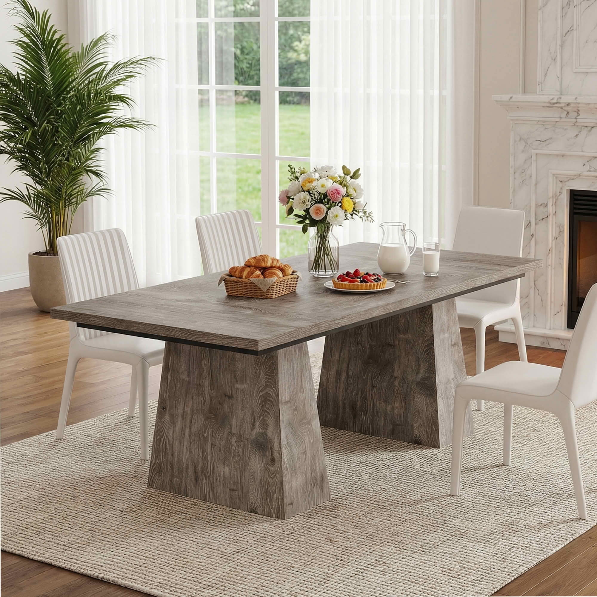 MAYEERTY 63" Rustic Dining Table, Heavy-Duty Multipurpose Table for Home & Office, Easy Assembly