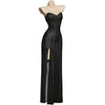 thumbnail image 2 of Slim-Fit Striped Evening Gown - Sexy Black & White Strapless Dress with High Slit, 2 of 7