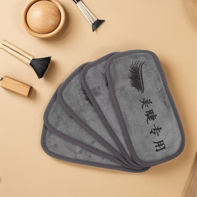 HEALEEP 10Pcs Reusable Lash Extension Forehead Towels Grey Cotton Fiber Soft Lash Makeup Pads