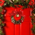 thumbnail image 5 of Christmas Door Wreath with Bow and Bell Decorations - Artificial Golden Green Wreath with Jingle Bells, Lanyard for Front Door, Tree, Indoor Outdoor Home Decor, Window, Cabinet, Car Wall Christmas, 5 of 9