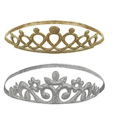 Ornate Crown Settings - Baby Ganz Princess Tiara Crown Headband 2 Pc. Set - Gold Open Loop, Silver Ornate