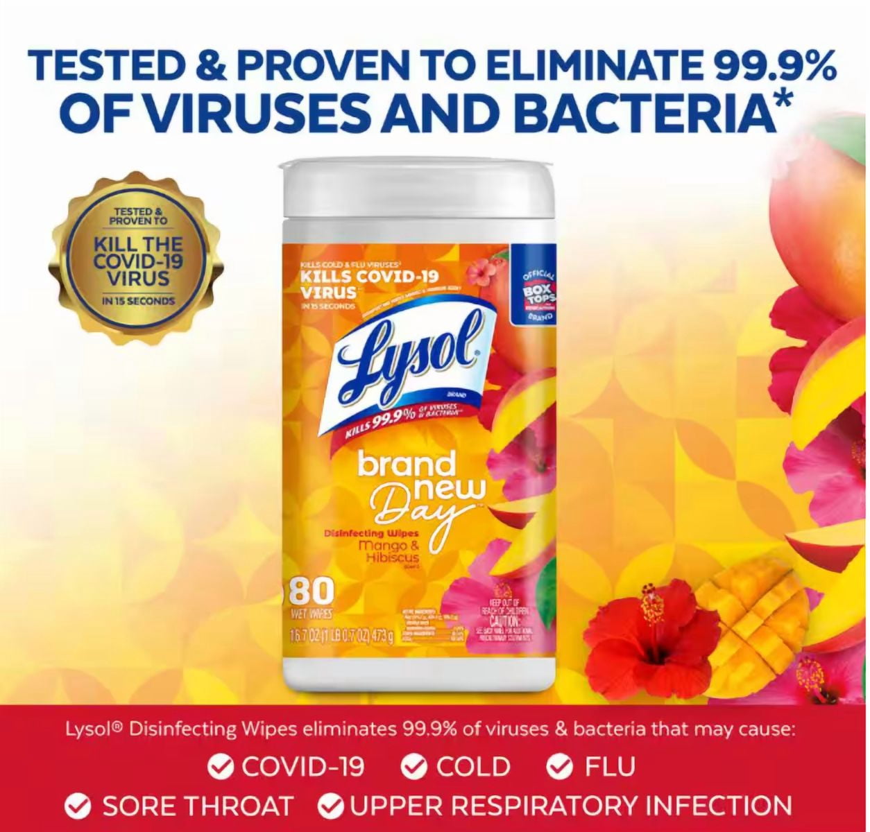Lysol 80-Count Mango and Hibiscus Disinfecting Wipes (3-Pack)