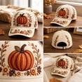 thumbnail image 4 of Fall Embroidered Baseball Cap,Vintage Pumpkin Floral Adjustable Trucker Hat,Casual Holiday Accessory for Women Men, 4 of 7
