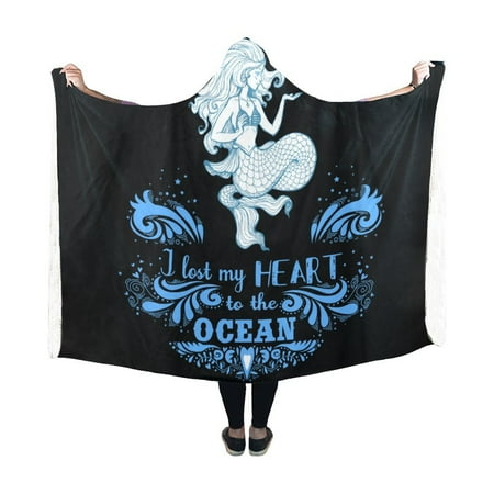 ASHLEIGH Hooded Blanket Robe with Sleeves Design for Men Women Kids 50x60 inch Mermaid