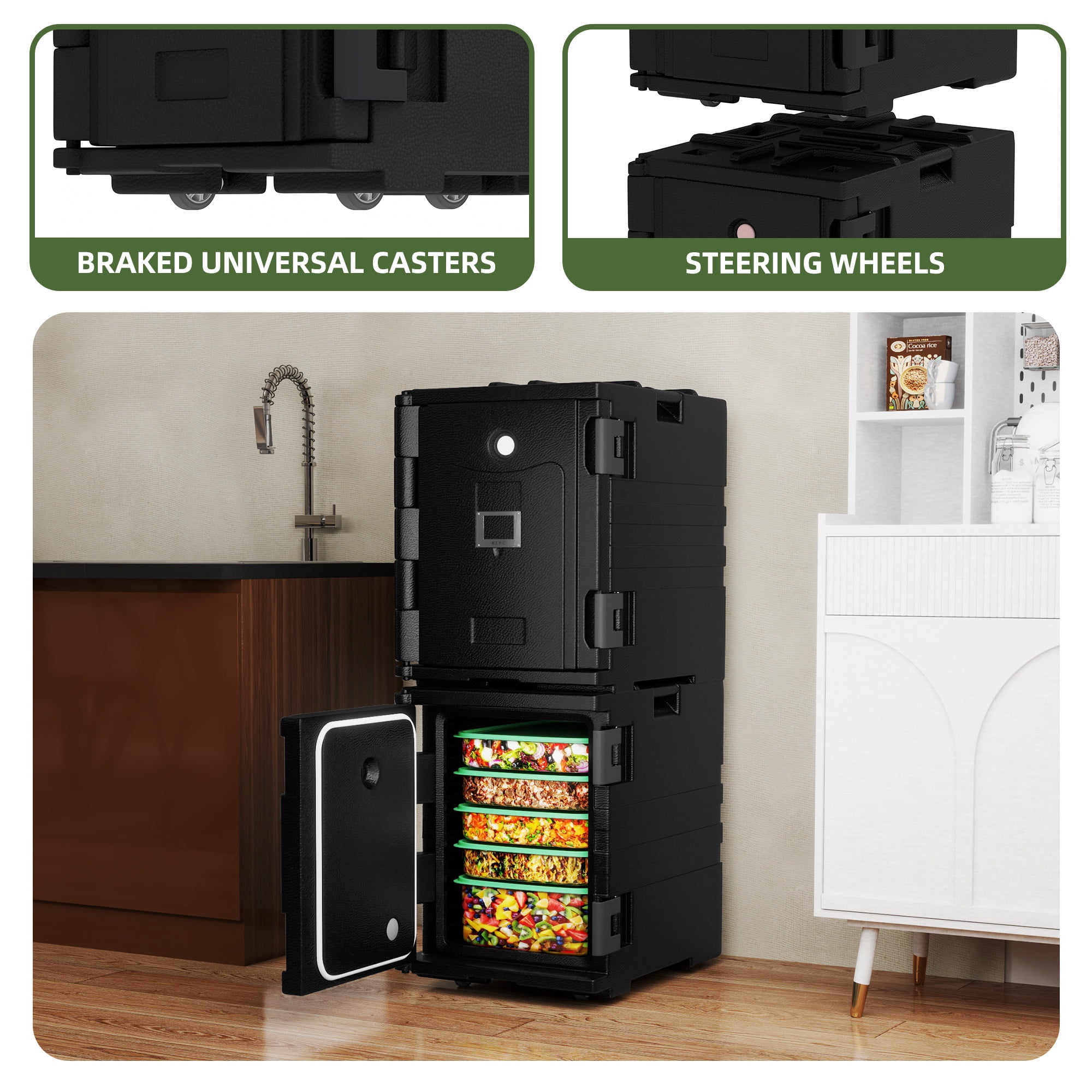 Uforic 95 Qt Insulated Food Carrier with Wheels – Keeps Food Warm 4-6 Hours, Cold 3-5 Hours