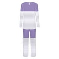 thumbnail image 5 of CLOISE Pj Sets for Women Two Piece Cozy Long Sleeve Sleepwear Tees and Comfy Lounge Pants with Pockets Pjs Sets Comfort Colorblock Pleated Striped Printed Classic Pjs, 5 of 6