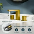 thumbnail image 4 of FORIOUS Brushed Gold Bathroom Vanity Faucet 3 Hole, 8 Inch Widespread Square Bathroom Sink Faucet with Metal Pop-Up Drain and cUPC Supply Lines Included for Restroom, 4 of 8