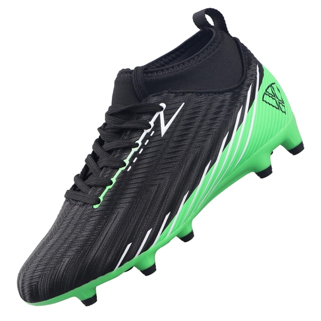 Botines de fútbol Vizari Tesoro Junior FG para niños y niñas, color negro y verde