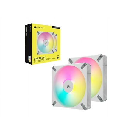 CORSAIR - AF140 RGB ELITE 140mm Computer Case Fan  with AirGuide Technology (2-pack) - White