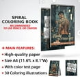 thumbnail image 3 of Netecom Body Tattoo Art Coloring Book Spiral Bound for Adults, Wooden Cover, 30 Artistic Coloring Pages of Beautiful Modern Tattoo Designs for Stress Relief and Relaxation, 3 of 6
