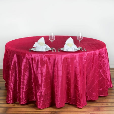 

120 Fuchsia Pintuck Round Tablecloth - Pack of 1 Tablecloth